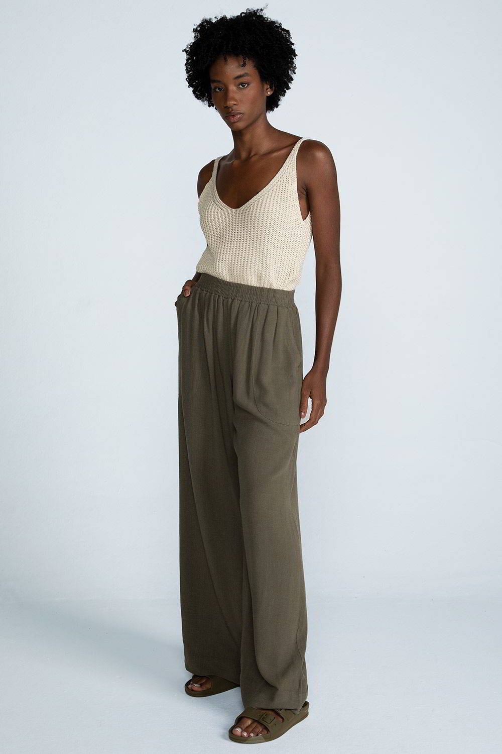 Calça pantalona de best sale linho