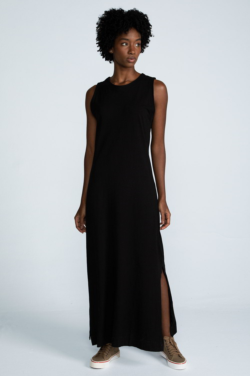 Vestido longo hot sale com decote