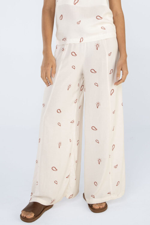 Calça pantalona estampada