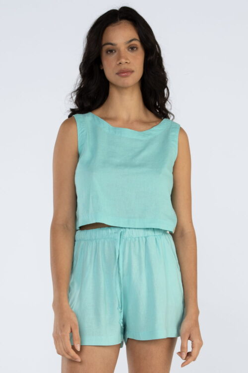 Cropped regata linho