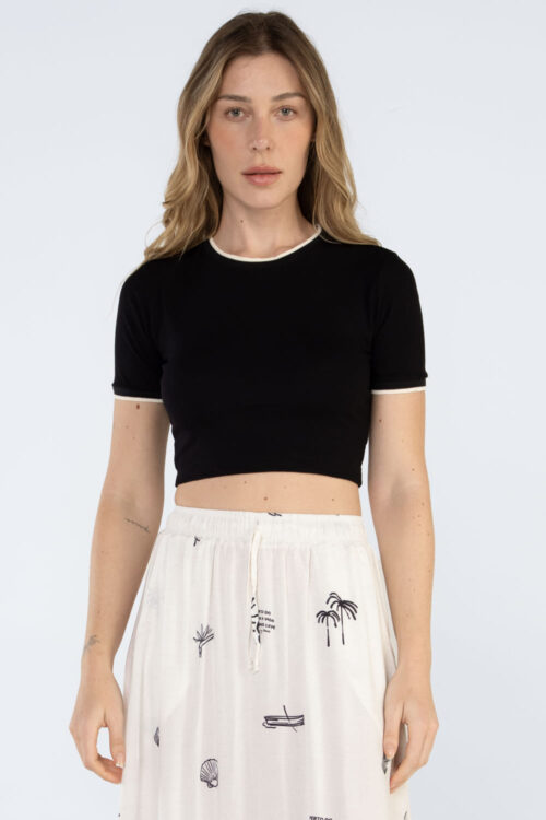 Cropped malha canelada