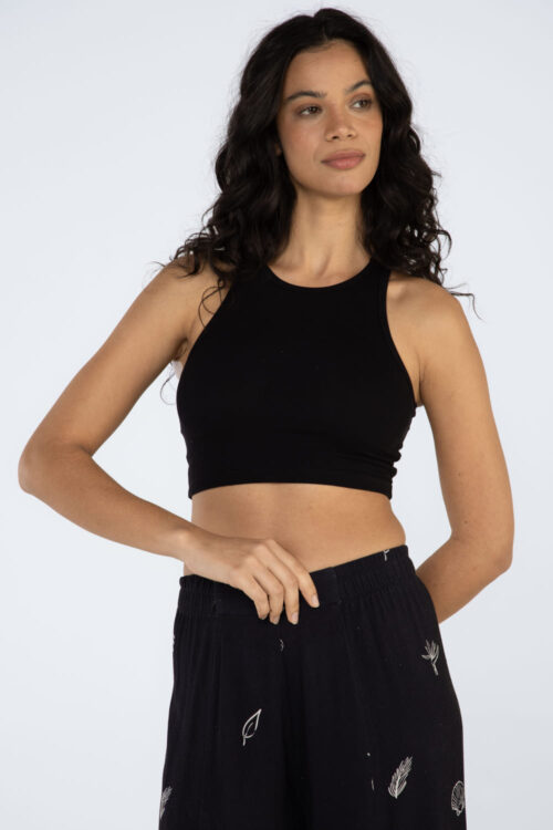 Cropped regata malha canelada