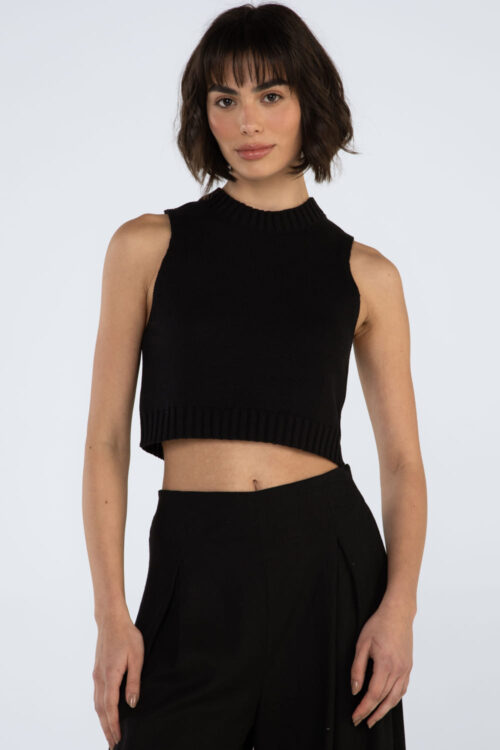 Cropped Tricô com gola