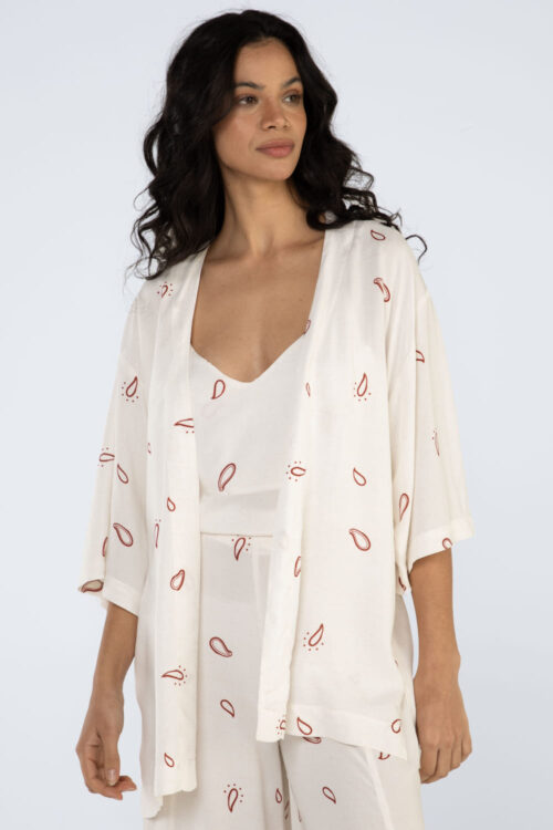 Kimono estampado com mangas