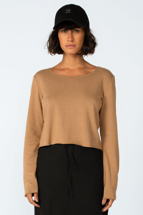 Cropped manga longa corte a fio