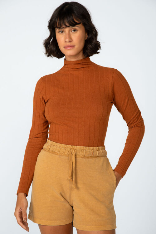 Blusa manga longa canelada