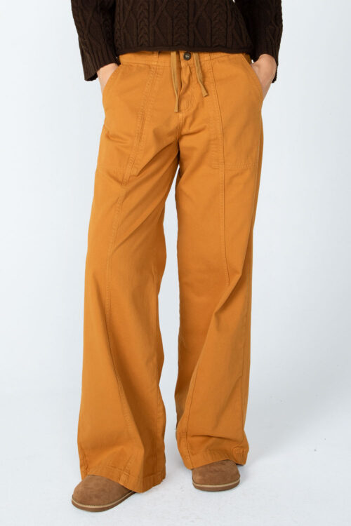 Calça wide leg em sarja