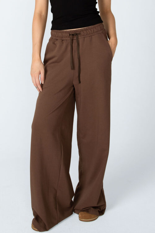 Calça pantalona Moletom liso