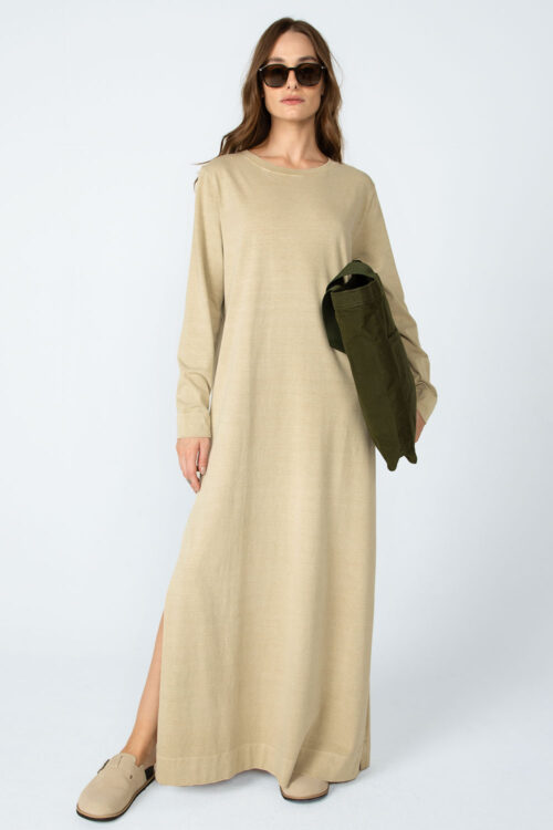 Vestido midi manga longa