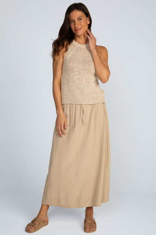 Blusa gola careca tricô Blusa Areia 105SS26036 5