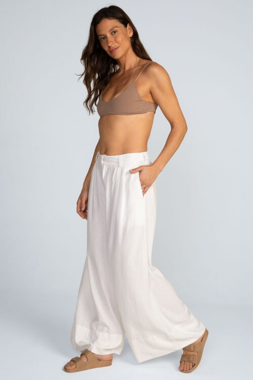 Calça pregas em linho Calca Branca 110SS26057 2