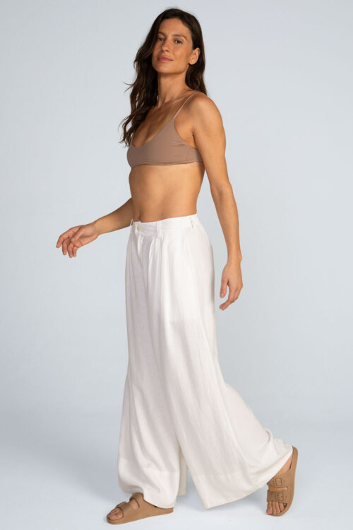 Calça pregas em linho Calca Branca 110SS26057 3