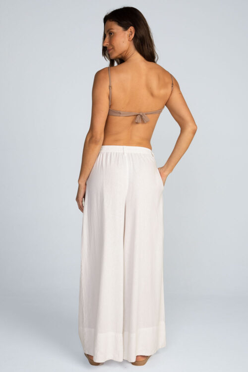 Calça pregas em linho Calca Branca 110SS26057 7