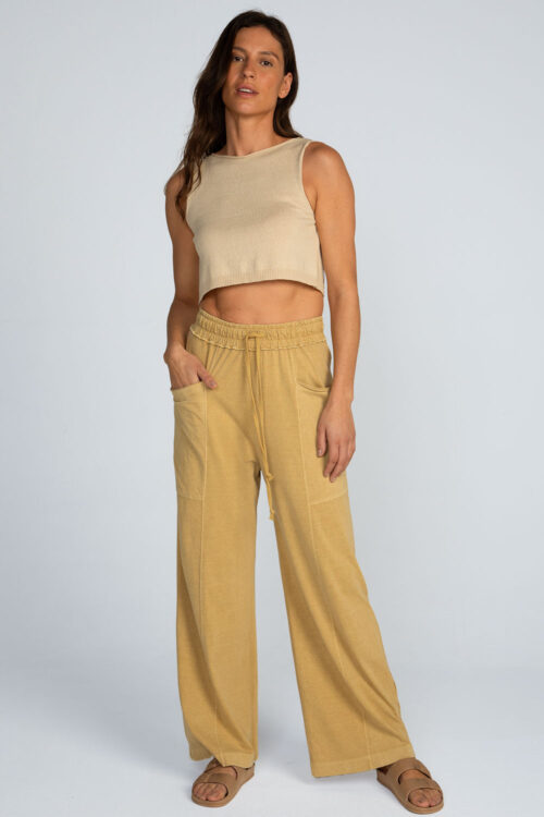 Calça em malha estonada Calca Mostarda 110SS26055 10