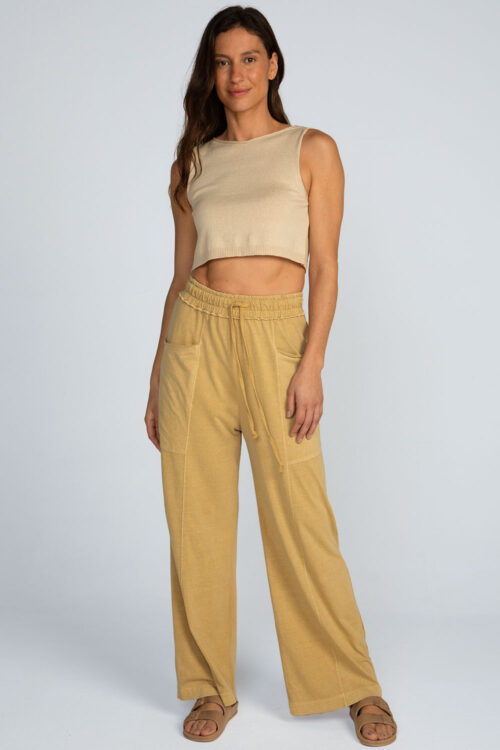 Calça em malha estonada Calca Mostarda 110SS26055 9