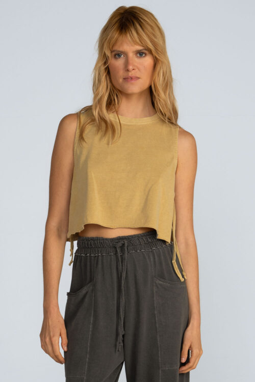 Cropped laços estonado Cropped Mostarda 103SS26023 1