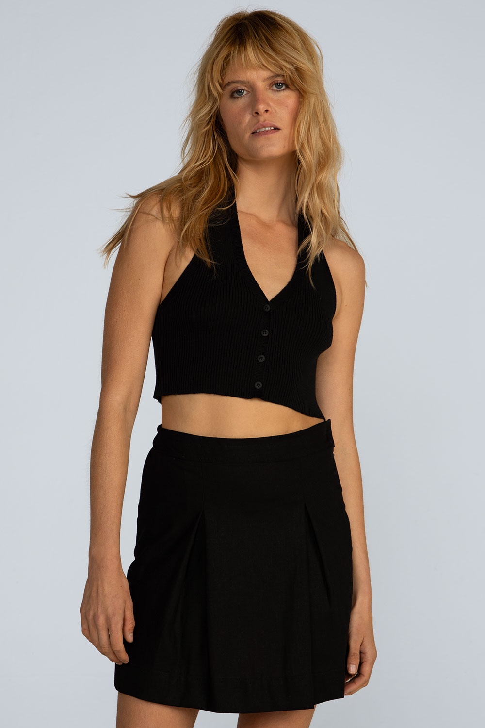 Cropped botões tricô Cropped botões tricô