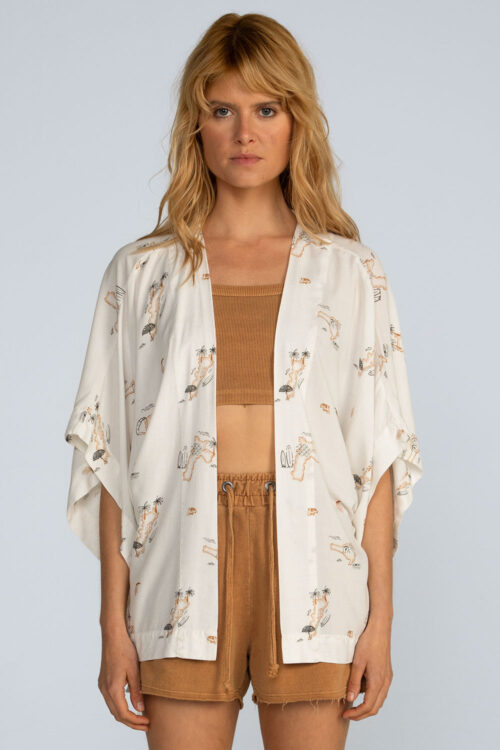 Kimono curto estampado