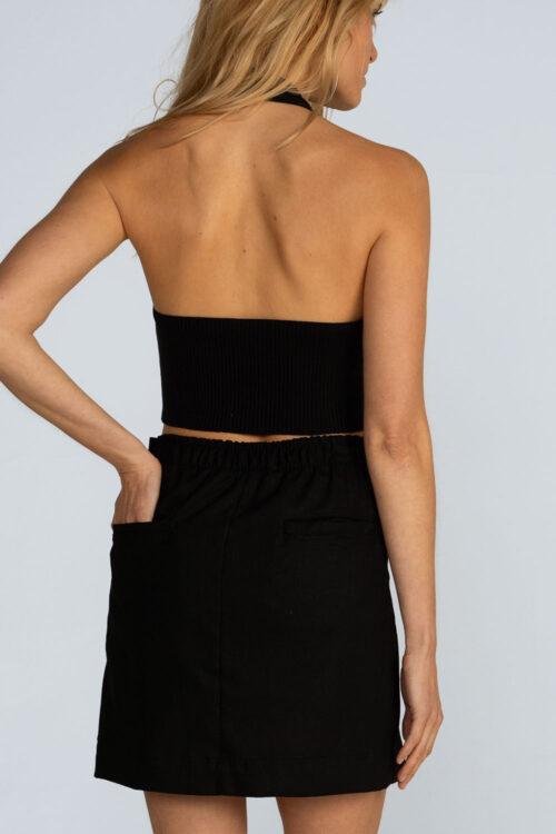 Saia curta linho Saia Preto 116SS26120 4