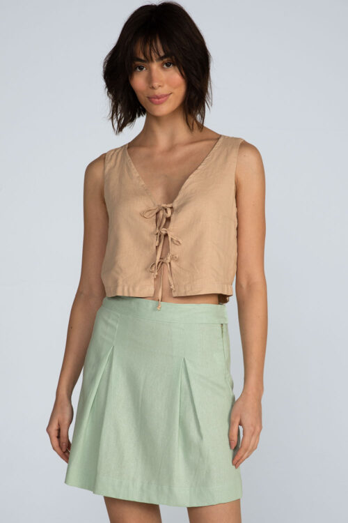 Saia curta linho Saia Salvia 116SS26120 5
