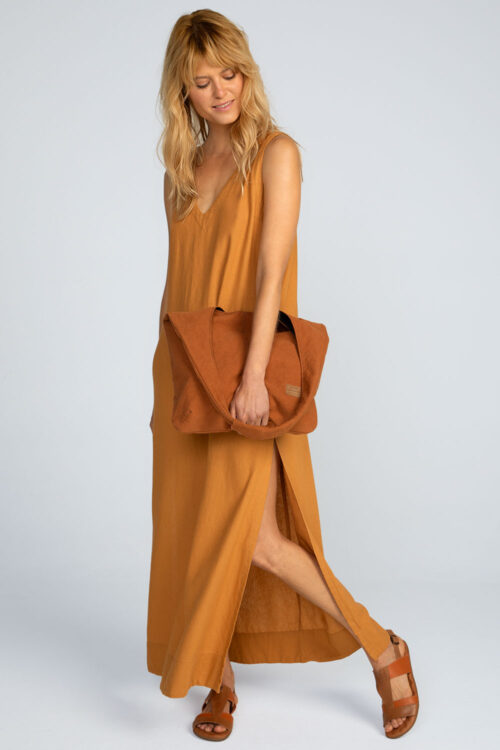 Vestido longo linho Vestido Amendoa 113SS26092 3