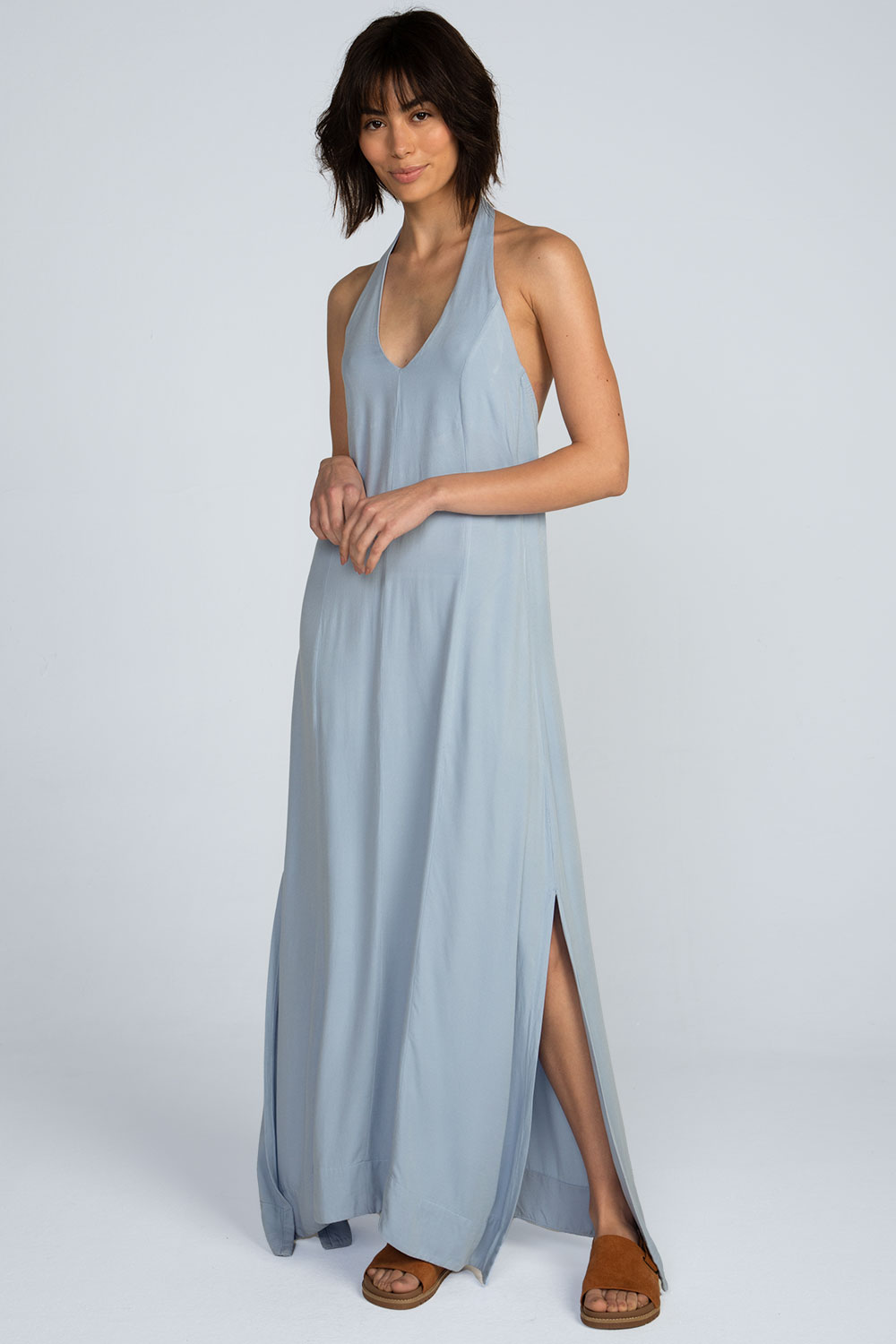 Vestido longo viscose lisa Vestido longo viscose lisa