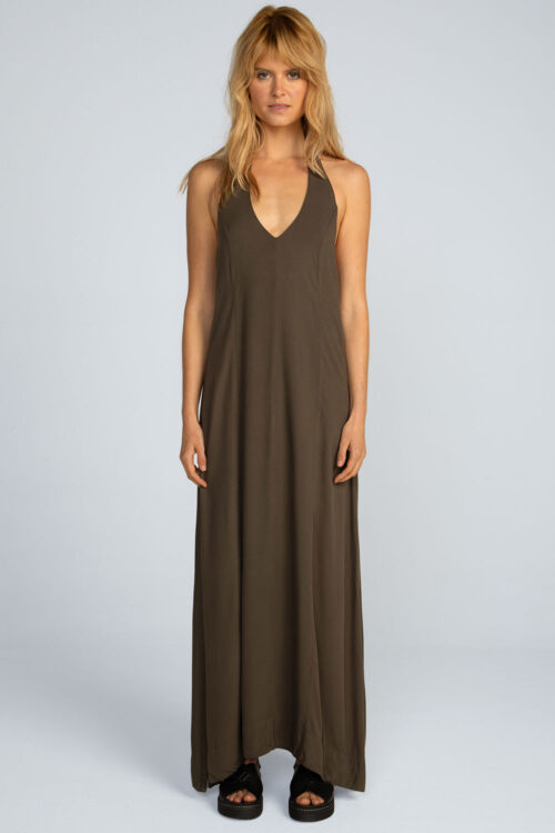 Alternative view of Vestido longo viscose lisa