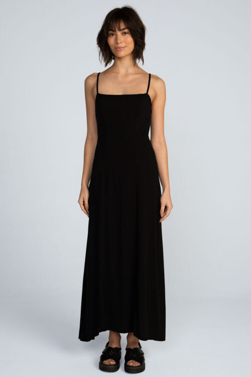 Vestido longo laço costas Vestido Preto 113SS26088 1