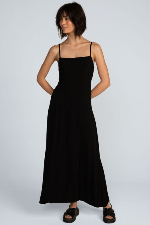 Vestido longo laço costas Vestido Preto 113SS26088 5