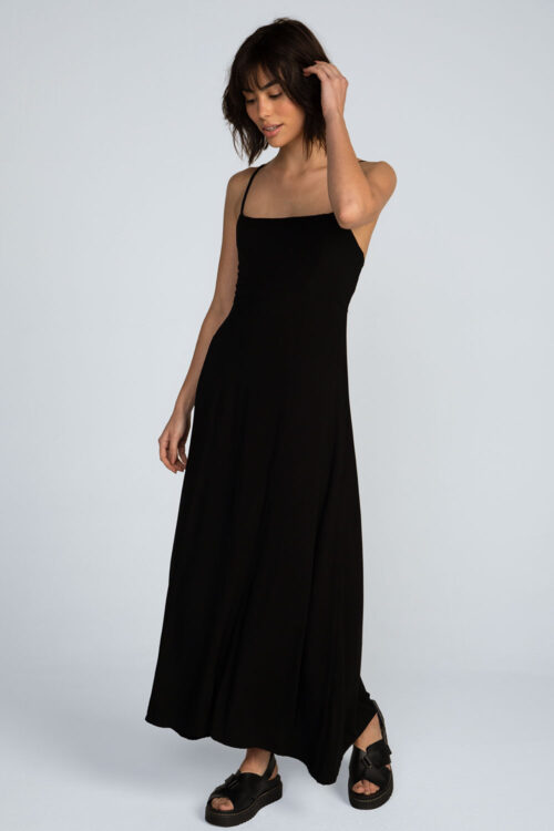 Vestido longo laço costas Vestido Preto 113SS26088 6