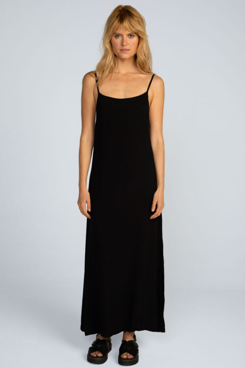 Vestido longo liso Vestido Preto 113SS26089 1