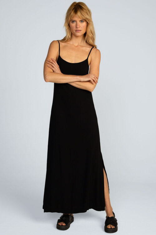 Vestido longo liso Vestido Preto 113SS26089 3