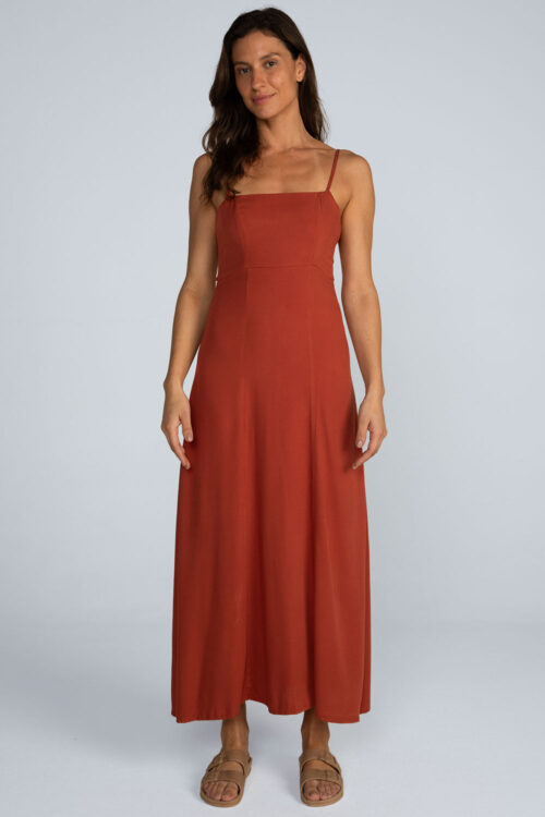 Vestido longo laço costas Vestido Terracota 113SS26088 2