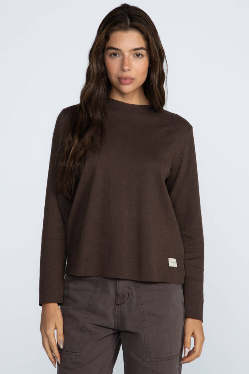 Blusa manga longa malha com lã