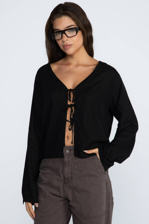 Blusa laços manga longa