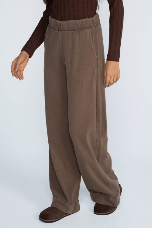 Calça reta malha estonada