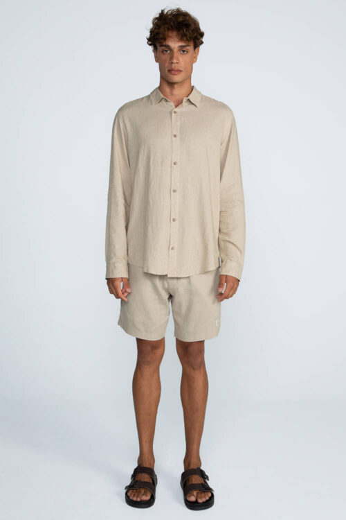 Camisa Linho manga longa Camisa Areia 206FW26132 1