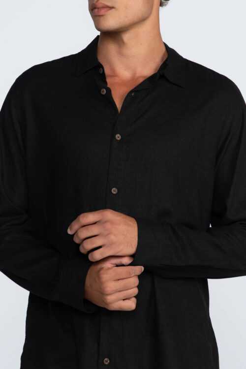 Camisa Linho manga longa Camisa Preta 206FW26132 3