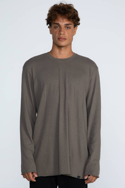 Camiseta manga longa malha com linho