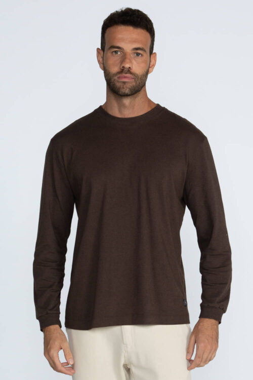 Camiseta manga longa malha com lã