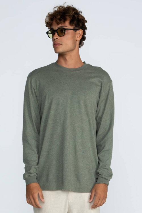 Camiseta manga longa malha com lã