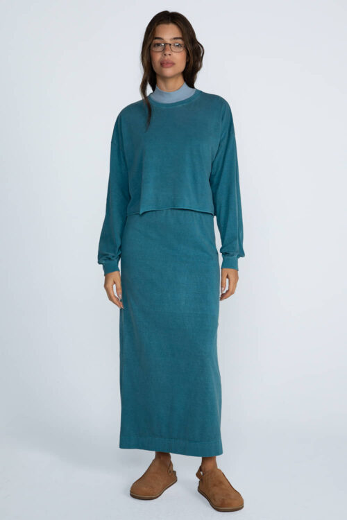 Alternative view of Cropped manga longa malha estonada