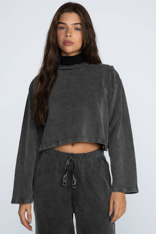 Cropped moletom marmorizado