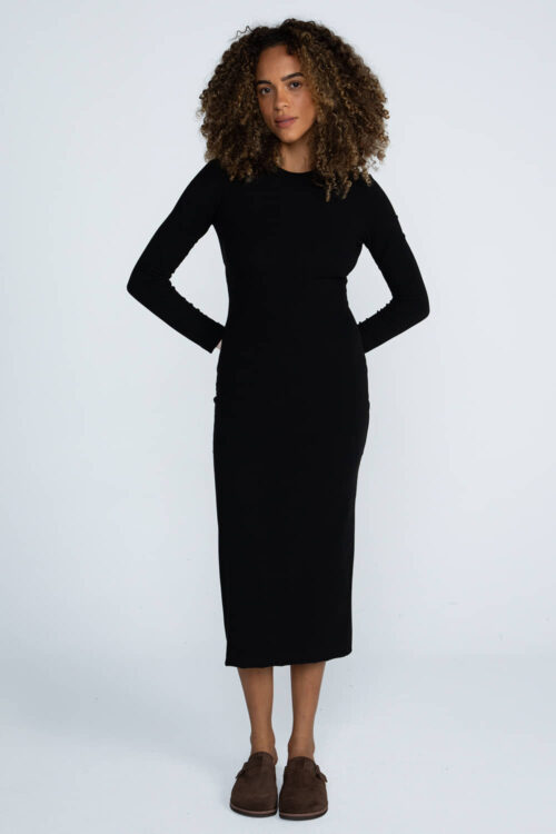 Alternative view of Vestido longo canelado manga longa